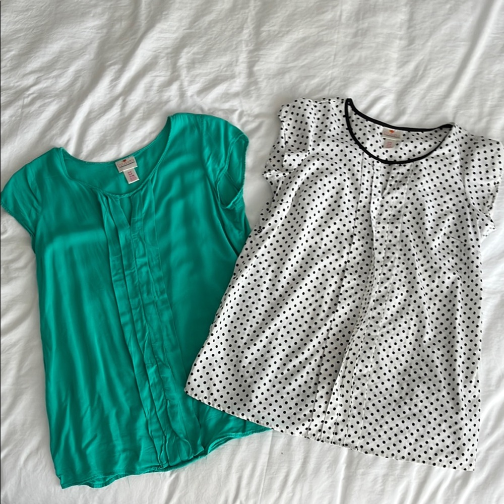 Motherhood Maternity Short Sleeve Tees - Teal, Polka Dot